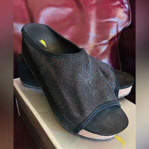 Volatile Black Glitter Mules